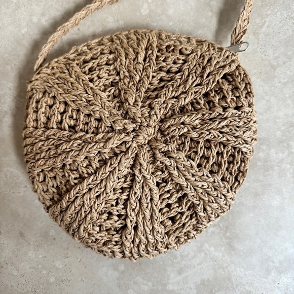 Raffia Straw Circle Small Crossbody Bag Bohemian Festival - Picture 5 of 9